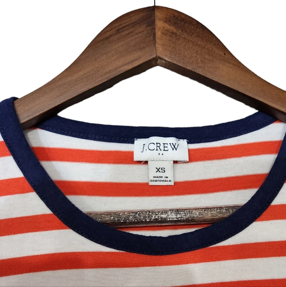 J Crew Short Sleeve Striped T-Shirt Dress 100% Cotton Super Cute Size XS